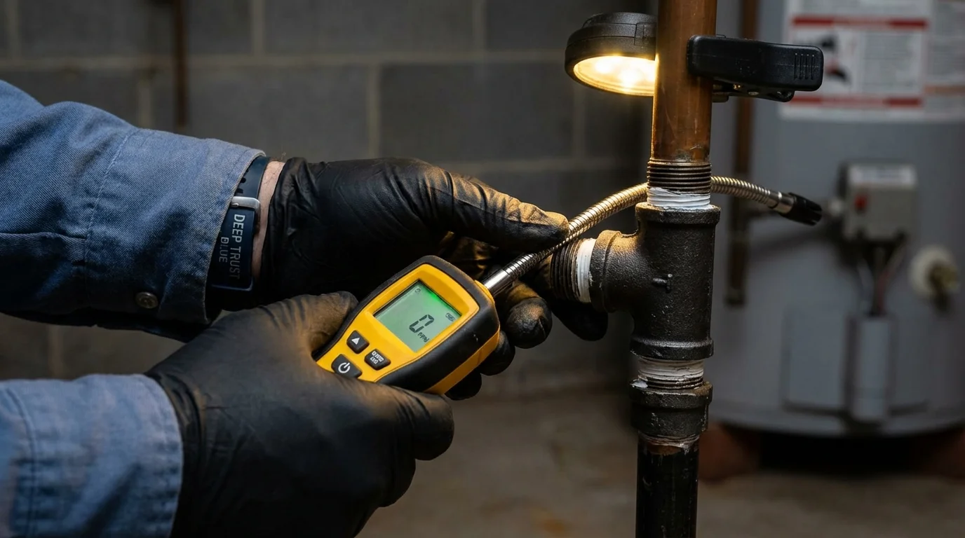 Gas leak detection with electronic sniffer by Johns Plumbing LLC in Tahoma