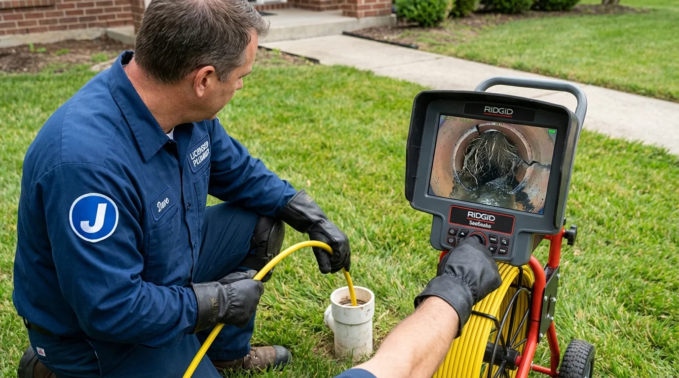 Sewer camera inspection being performed by Johns Plumbing LLC in Tahoma