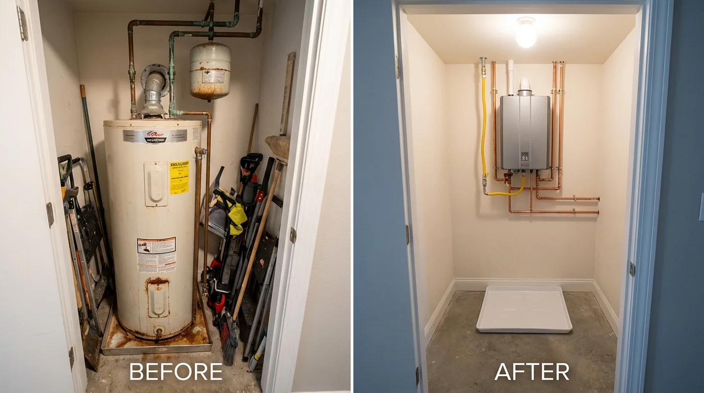 Tank water heater versus wall-mounted tankless unit comparison for Tahoma, CA homeowners